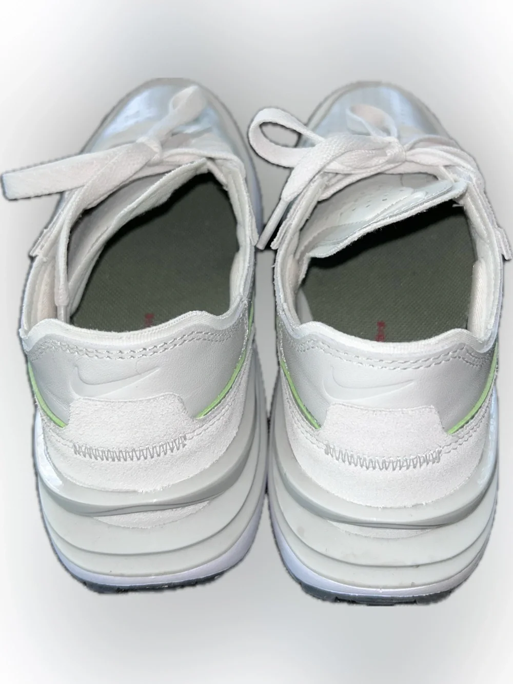 Nike Women’s White Sneakers with Mint Green Swoosh